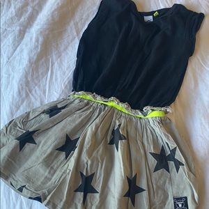 Nununu girls black/grey star dress 18-24m